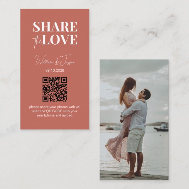 Wedding Share The Love | Photo Sharing QR Code Enclosure Card (Front/Back)