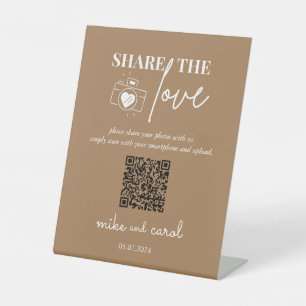 Wedding Share The Love   Photo Sharing QR Code Pedestal Sign
