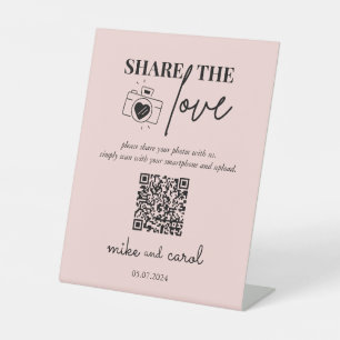 Wedding Share The Love   Photo Sharing QR Code Pedestal Sign