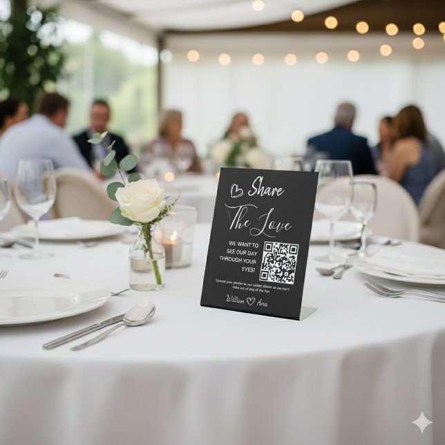 Wedding Share The Love QR Code Pedestal Sign (Creator Uploaded)