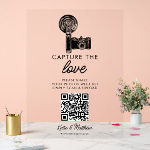 Wedding Share the love QR code Photo Upload Acrylic Sign