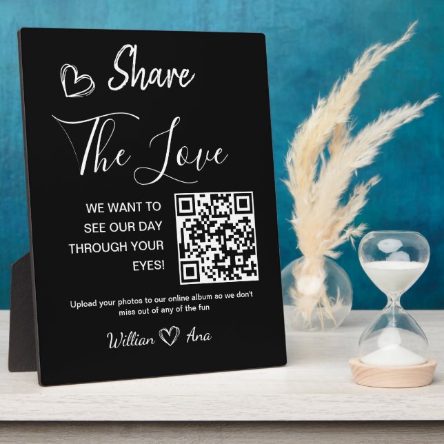 Wedding Share The Love QR Code Tabletop Plaque  (Side)