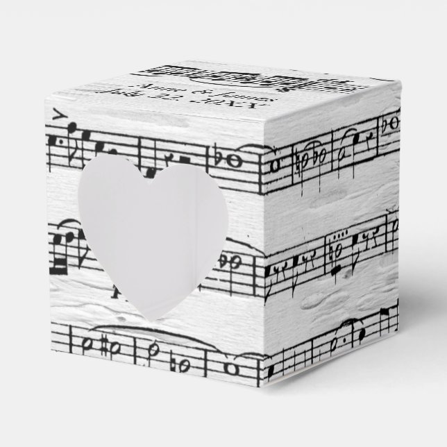 Wedding Sheet Music On Birch Favour Box (Front Side)