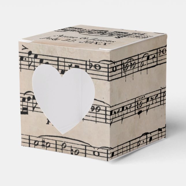 Wedding Sheet Music On Vintage Paper Favour Box (Front Side)