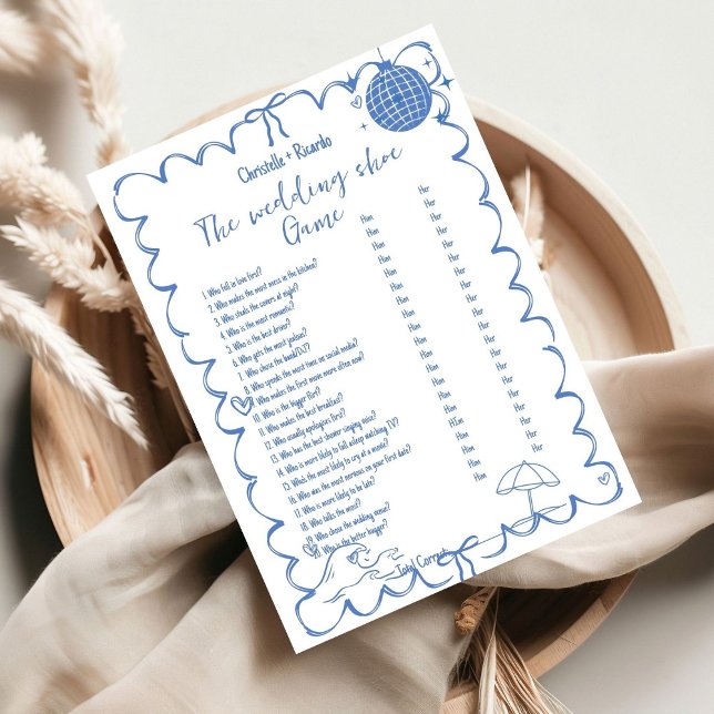  Wedding shoe coastal Bridal Shower game card (Creator Uploaded)