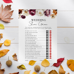Wedding Shoe   Fall Bridal Shower Game Card