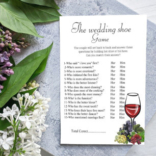 Wedding shoe game, bridal shower shoe game,  postcard