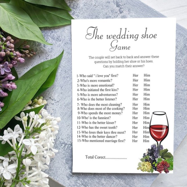 Wedding shoe game, bridal shower shoe game,  postcard (Creator Uploaded)
