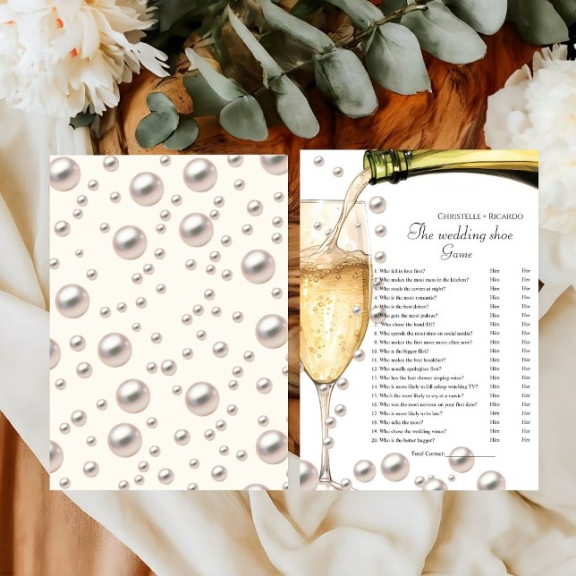 Wedding shoe game Pearl & Prosecco party game Card (Creator Uploaded)