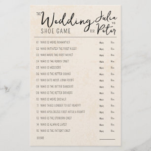 Wedding Shoe Game Questions Paper Rustic