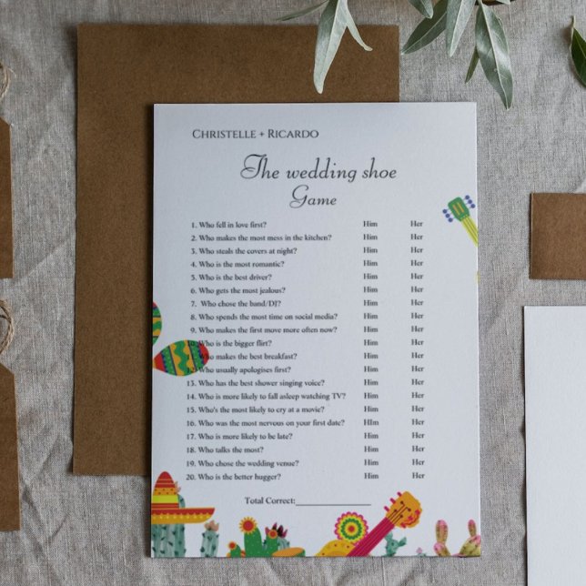 Wedding shoe game taco bout love   party game Card (Creator Uploaded)