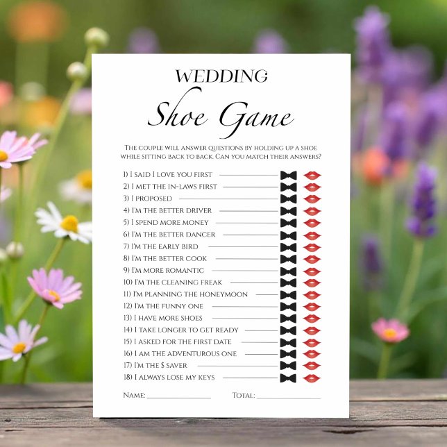 Wedding Shoe Minimalist Bridal Shower Game Card (Creator Uploaded)
