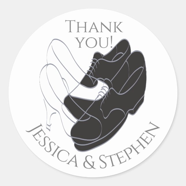 Wedding Shoes Black and White Classic Round Sticker (Front)
