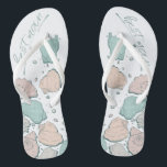 WEDDING SHOES | Modern Seashells Coral teal Flip Flops<br><div class="desc">Funky coral and teal seashell design. Handwritten calligraphy that says best man - perfect for the best man to wear on the beach for his best bud's wedding ceremony. Design created for TheBarefootBride™ by © WhimsicalArtwork™. This is part of a wedding stationery suite collection with matching wedding accessories also baby...</div>