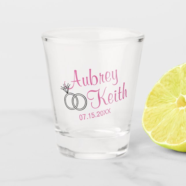 Wedding Shot Glasses with Bride and Groom name (Front)