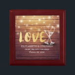 Wedding Shower Champagne Glasses Wood String Light Gift Box<br><div class="desc">Modern Wedding Gift Box Templates - Elegant Gold Lettering Script,  Vintage Champagne Glasses and String Lights on Rustic Wood Background.
A Perfect Design for your Big Day. All text style,  colours,  sizes can be modified to fit your needs!</div>