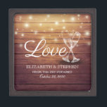 Wedding Shower Champagne Glasses Wood String Light Gift Box<br><div class="desc">Modern Wedding Gift Box Templates - Elegant Lettering Script,  Vintage Champagne Glasses and String Lights on Rustic Wood Background.
A Perfect Design for your Big Day. All text style,  colours,  sizes can be modified to fit your needs!</div>