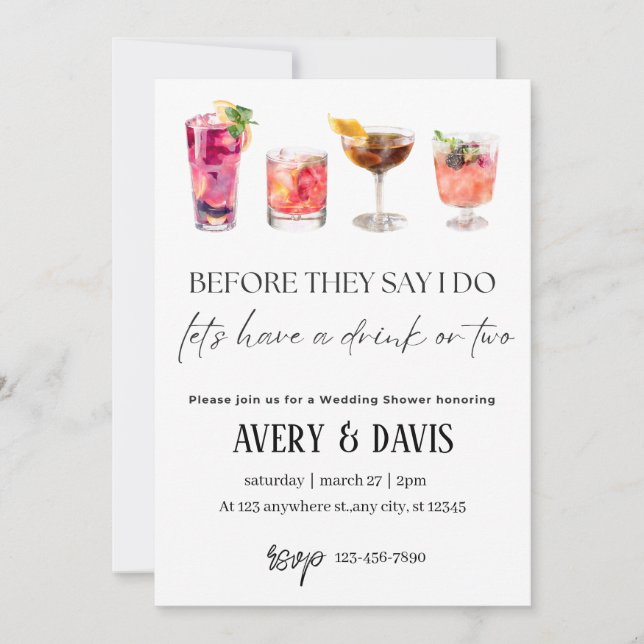 Wedding Shower - Drink or Two Invitation (Front)