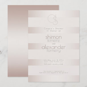 Wedding Shower   Elegant Modern Blush Pearl Stripe Invitation