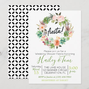 Wedding Shower Fiesta Succulent Wreath Invitation