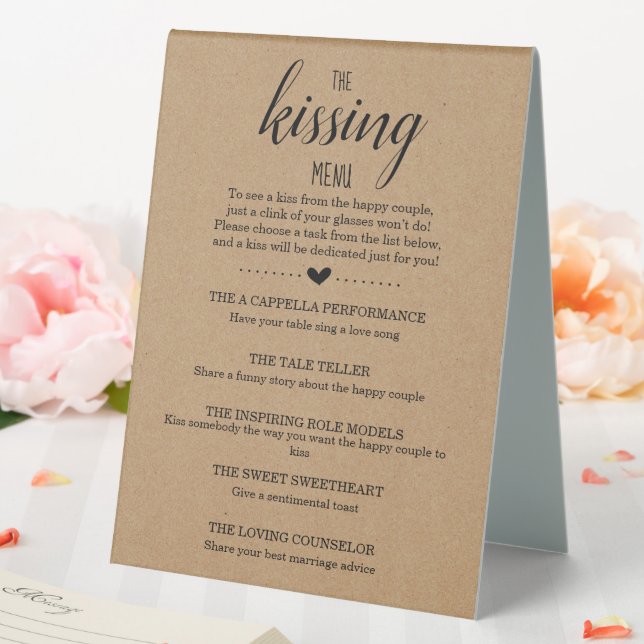 Wedding Shower Game The Kissing Menu (In SItu (Wedding))