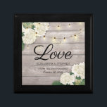 Wedding Shower Hydrangea Flower String Lights wood Gift Box<br><div class="desc">Modern Wedding Gift Box Templates - Elegant White lovely Watercolor Hydrangea Flowers and String Lights on Rustic Wood Background.
A Perfect Design for your Big Day. All text style,  colours,  sizes can be modified to fit your needs!</div>