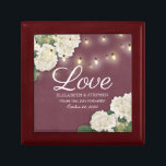 Wedding Shower Hydrangea String Light Burgundy Red Gift Box<br><div class="desc">Modern Wedding Gift Box Templates - Elegant White lovely Watercolor Hydrangea Flowers and String Lights on Burgundy Red Background.
A Perfect Design for your Big Day. All text style,  colours,  sizes can be modified to fit your needs!</div>
