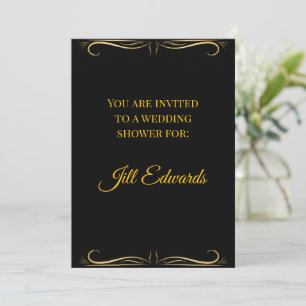 Wedding Shower Invitation-Bridal Black Gold   Invitation