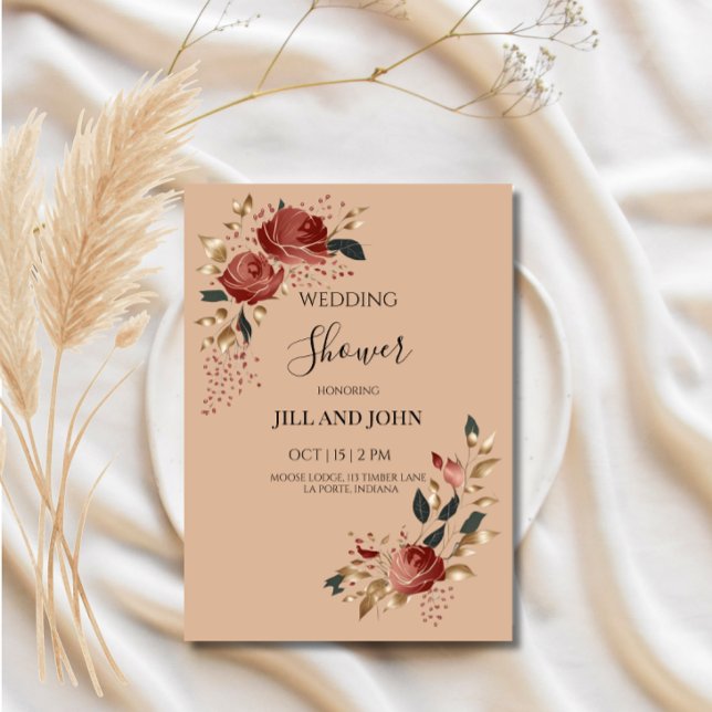 Wedding Shower Invitation Modern Bridal Rose  (Creator Uploaded)