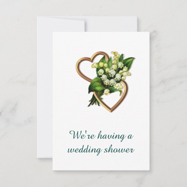 Wedding Shower, Lily of the Valley and Hearts Invitation (Front)
