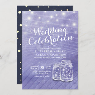 Wedding Shower Mason Jar String Lights Very Peri Invitation