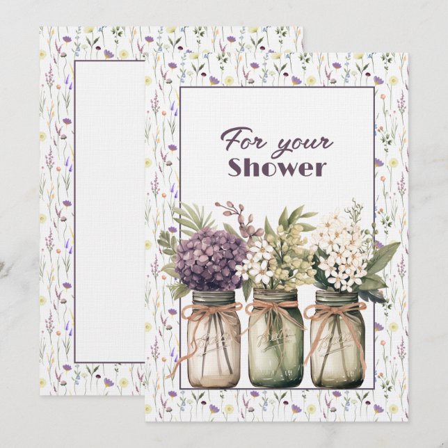 Wedding Shower Mason Jars Floral  Card (Front/Back)