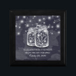 Wedding Shower Mason Jars String Lights Navy Blue Gift Box<br><div class="desc">Modern Wedding Gift Box Templates - Elegant Mason Jar and String Lights on Navy Blue Floral Linen Background.
A Perfect Design for your Big Day. All text style,  colours,  sizes can be modified to fit your needs!</div>