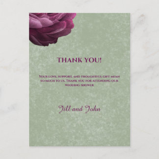 Wedding Shower Sage Green Thank You Card,  Postcard