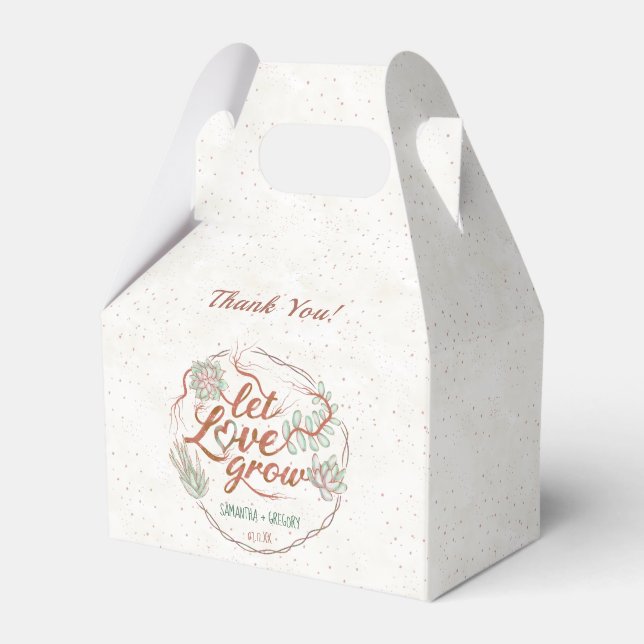 Wedding Shower Succulent Plant Let Love Grow Cute Favour Box (Front Side)