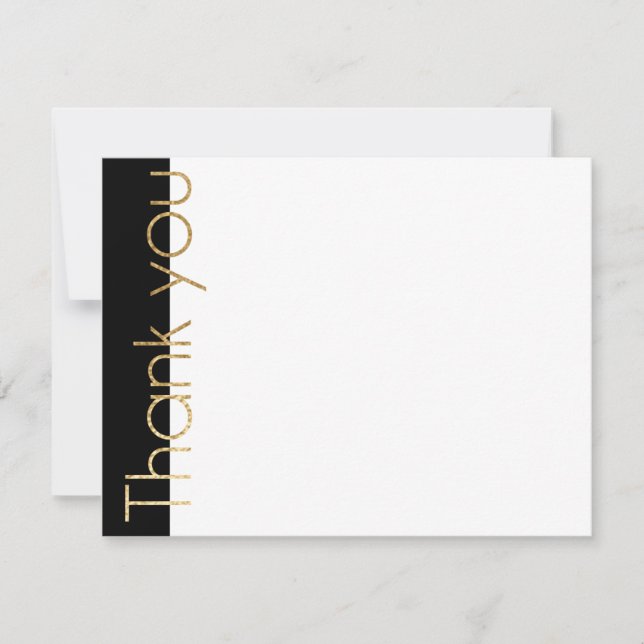 Wedding/Shower Thank You Card Elegant Gold & Black (Front)