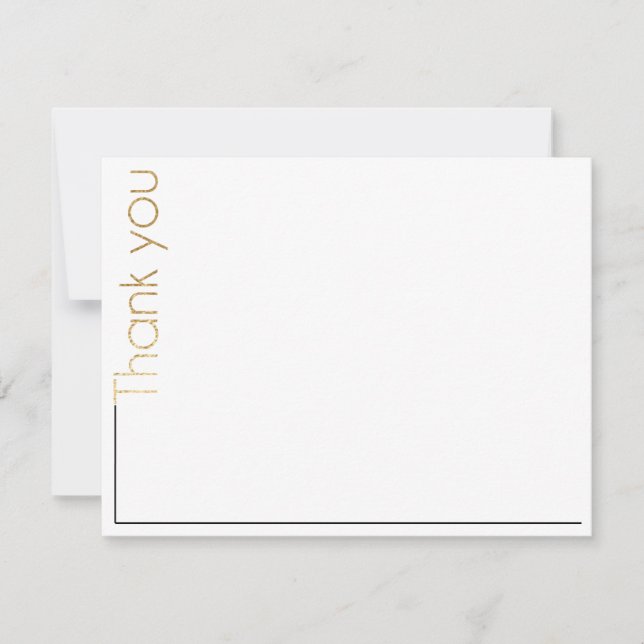 Wedding Shower Thank You Card Elegant Gold & Black (Front)