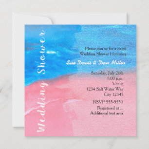 WEDDING SHOWER Watercolor Blue & Pink Invitation