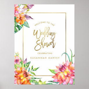 Wedding Shower Welcome Sign   Tropical Watercolors