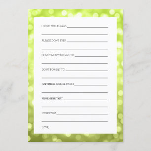 Wedding Shower Wishes Chartreuse Glitter Lights Invitation
