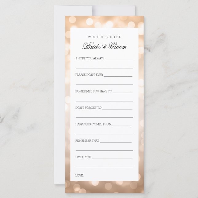 Wedding Shower Wishes Copper Glitter Lights (Front)