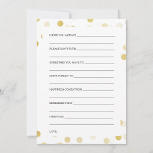 Wedding Shower Wishes Gold Foil Glitter Lights Advice Card