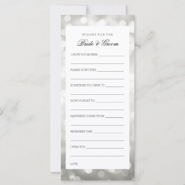 Wedding Shower Wishes Silver Glitter Lights (Front)