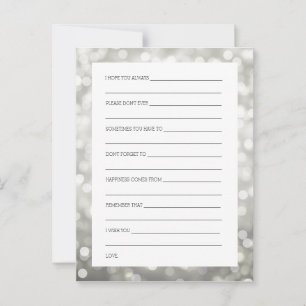 Wedding Shower Wishes Silver Glitter Lights Advice Card