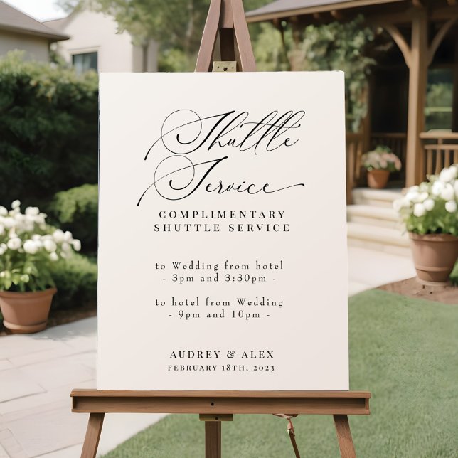 Wedding Shuttle Service Sign Modern Elegant (Creator Uploaded)