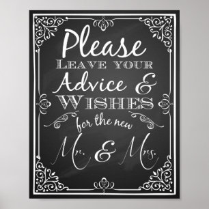 Wedding sign advice and well wishes new Mr & Mrs