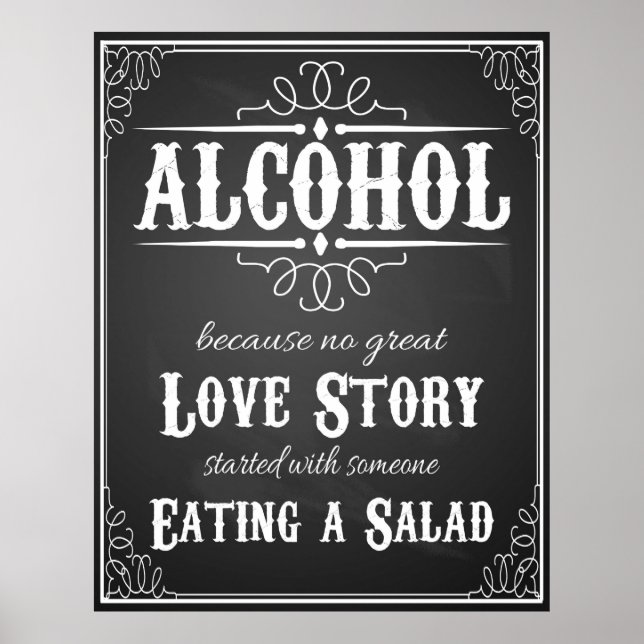 Wedding sign Alcohol BLACKBOARD-CHALKBOARD (Front)