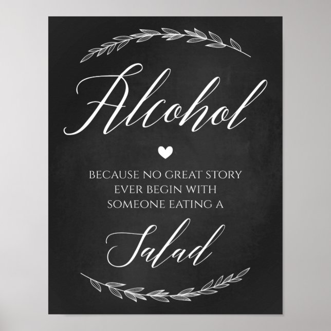 Wedding Sign - Alcohol Wedding Chalkboard Sign (Front)