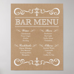 Wedding Sign – Bar Menu Rustic Wedding Sign