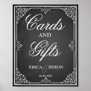 Wedding sign card and gift table